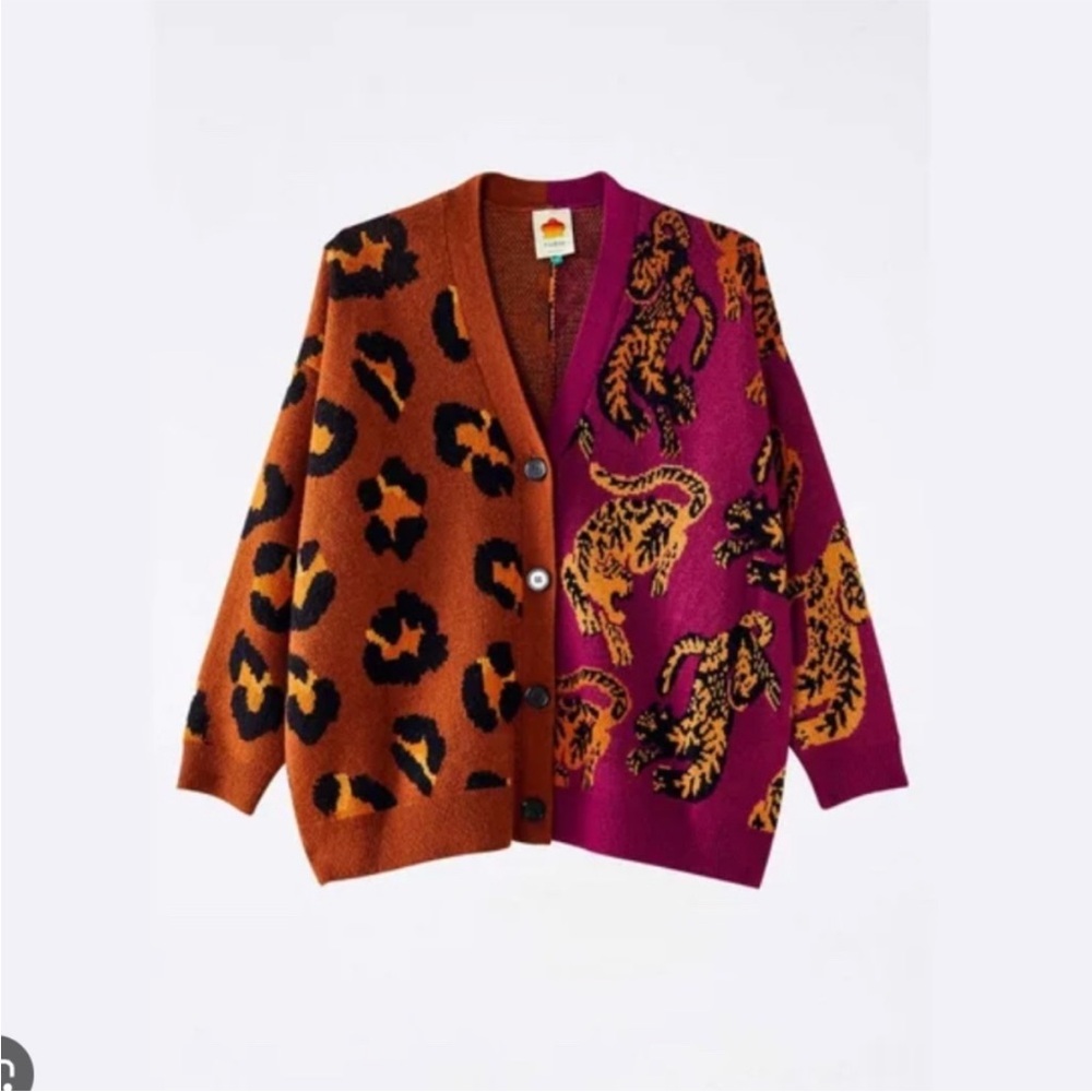 FARM RIO Mixed Wild Leopards Cardigan SIZE: XS - Picture 2 of 9